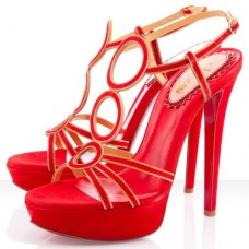 Sandalias Christian Louboutin TroisRonds de 140 mm, color rojo mandarina Sandalias Christian Louboutin TroisRonds de 140 mm, color rojo mandarina