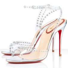 Sandalias Christian Louboutin Icone A Clous de 100 mm, color plata. Sandalias Christian Louboutin Icone A Clous de 100 mm, color plata.