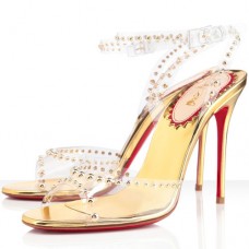 Sandalias Christian Louboutin Icone A Clous de 100 mm, color oro. Sandalias Christian Louboutin Icone A Clous de 100 mm, color oro.