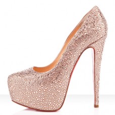 Plataformas Christian Louboutin Daffodile Strass de 160 mm, color melocotón claro Plataformas Christian Louboutin Daffodile Strass de 160 mm, color melocotón claro