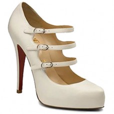 Zapatos de tacón Mary Jane Christian Louboutin Dillian de 120 mm, color blanco. Zapatos de tacón Mary Jane Christian Louboutin Dillian de 120 mm, color blanco.