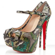 Zapatos de tacón Mary Jane Lady Highness de Christian Louboutin, 160 mm, color verde. Zapatos de tacón Mary Jane Lady Highness de Christian Louboutin, 160 mm, color verde.