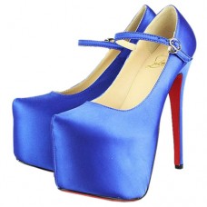Zapatos de tacón Mary Jane Lady Daf de Christian Louboutin de 160 mm, color azul. Zapatos de tacón Mary Jane Lady Daf de Christian Louboutin de 160 mm, color azul.