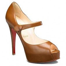 Zapatos de tacón Mary Jane Christian Louboutin No Barre de 140 mm, color marrón. Zapatos de tacón Mary Jane Christian Louboutin No Barre de 140 mm, color marrón.