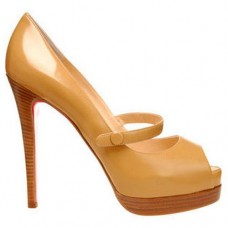 Zapatos de tacón Mary Jane Christian Louboutin No Barre de 140 mm, color marrón. Zapatos de tacón Mary Jane Christian Louboutin No Barre de 140 mm, color marrón.
