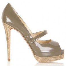 Zapatos de tacón Mary Jane Christian Louboutin No Barre de 140 mm, color gris. Zapatos de tacón Mary Jane Christian Louboutin No Barre de 140 mm, color gris.