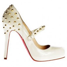 Zapatos de tacón Mary Jane Christian Louboutin Mad de 120 mm, color blanco. Zapatos de tacón Mary Jane Christian Louboutin Mad de 120 mm, color blanco.