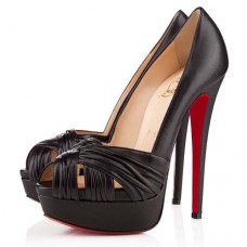 Zapatos de tacón Christian Louboutin Jenny de 140 mm con puntera abierta, color negro. Zapatos de tacón Christian Louboutin Jenny de 140 mm con puntera abierta, color negro.