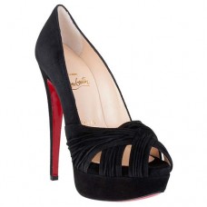 Zapatos de tacón Christian Louboutin Jenny de 140 mm con puntera abierta, color negro. Zapatos de tacón Christian Louboutin Jenny de 140 mm con puntera abierta, color negro.