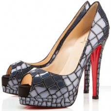 Zapatos de tacón Christian Louboutin Sobek de 100 mm con puntera abierta, color azul marino