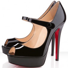 Zapatos de tacón Christian Louboutin Bana de 140 mm con puntera abierta, color negro. Zapatos de tacón Christian Louboutin Bana de 140 mm con puntera abierta, color negro.
