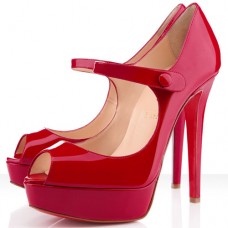 Zapatos de tacón Christian Louboutin Bana de 140 mm con puntera abierta, color rojo. Zapatos de tacón Christian Louboutin Bana de 140 mm con puntera abierta, color rojo.