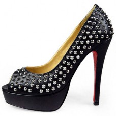 Zapatos de tacón Christian Louboutin Arielle de 120 mm con puntera abierta, color negro. Zapatos de tacón Christian Louboutin Arielle de 120 mm con puntera abierta, color negro.