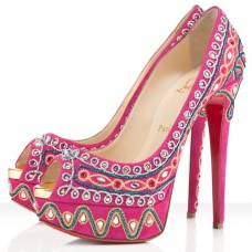 Zapatos de tacón Christian Louboutin Bollywoody de 140 mm con puntera abierta, color rosa matador. Zapatos de tacón Christian Louboutin Bollywoody de 140 mm con puntera abierta, color rosa matador.