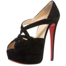 Zapatos de tacón Christian Louboutin Lady Corset de 140 mm con puntera abierta, color negro. Zapatos de tacón Christian Louboutin Lady Corset de 140 mm con puntera abierta, color negro.
