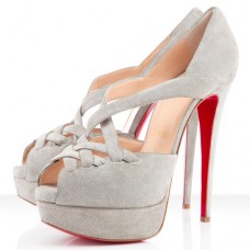 Zapatos de tacón Christian Louboutin Lady Corset de 140 mm con puntera abierta, color topo. Zapatos de tacón Christian Louboutin Lady Corset de 140 mm con puntera abierta, color topo.