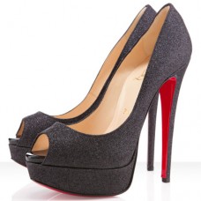 Zapatos de tacón Christian Louboutin Lady Peep Spikes de 140 mm con puntera abierta, color negro. Zapatos de tacón Christian Louboutin Lady Peep Spikes de 140 mm con puntera abierta, color negro.
