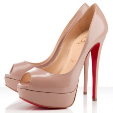 Zapatos de tacón Christian Louboutin Lady de 140 mm con puntera abierta, color nude. Zapatos de tacón Christian Louboutin Lady de 140 mm con puntera abierta, color nude.