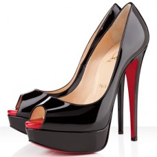 Zapatos de tacón Christian Louboutin Lady de 140 mm con puntera abierta, color negro. Zapatos de tacón Christian Louboutin Lady de 140 mm con puntera abierta, color negro.