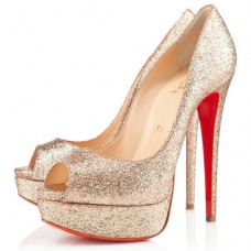 Zapatos de tacón Christian Louboutin Lady de 140 mm con puntera abierta, color nude. Zapatos de tacón Christian Louboutin Lady de 140 mm con puntera abierta, color nude.