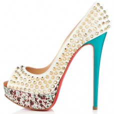 Zapatos de tacón con punta abierta Lady Peep Spikes de Christian Louboutin de 140 mm, color Craie Zapatos de tacón con punta abierta Lady Peep Spikes de Christian Louboutin de 140 mm, color Craie