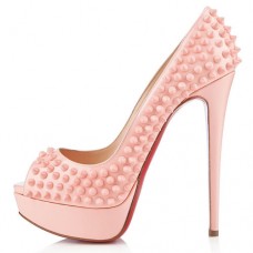 Zapatos de tacón Christian Louboutin Lady Peep Spikes de 140 mm con puntera abierta, color rosa bebé Zapatos de tacón Christian Louboutin Lady Peep Spikes de 140 mm con puntera abierta, color rosa bebé