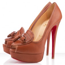 Zapatos de tacón Christian Louboutin Alta Campus de 140 mm con puntera abierta, color fauve Zapatos de tacón Christian Louboutin Alta Campus de 140 mm con puntera abierta, color fauve