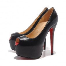 Zapatos de tacón Christian Louboutin Highness de 160 mm con puntera abierta, color negro. Zapatos de tacón Christian Louboutin Highness de 160 mm con puntera abierta, color negro.
