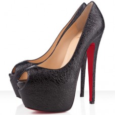 Zapatos de tacón Christian Louboutin Highness de 160 mm con puntera abierta, color negro. Zapatos de tacón Christian Louboutin Highness de 160 mm con puntera abierta, color negro.