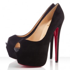 Zapatos de tacón Christian Louboutin Highness de 160 mm con puntera abierta, color negro. Zapatos de tacón Christian Louboutin Highness de 160 mm con puntera abierta, color negro.