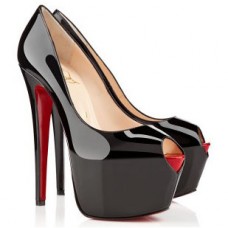 Zapatos de tacón Christian Louboutin Highness de 160 mm con puntera abierta, color negro. Zapatos de tacón Christian Louboutin Highness de 160 mm con puntera abierta, color negro.