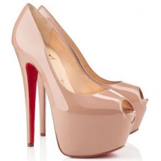 Zapatos de tacón con puntera abierta Highness de Christian Louboutin, 160 mm, color nude. Zapatos de tacón con puntera abierta Highness de Christian Louboutin, 160 mm, color nude.