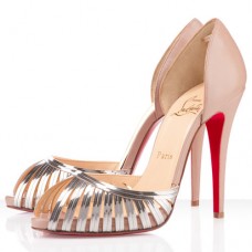 Zapatos de tacón Christian Louboutin Corpus de 120 mm con puntera abierta, color beige. Zapatos de tacón Christian Louboutin Corpus de 120 mm con puntera abierta, color beige.