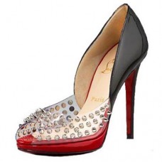 Zapatos de tacón Christian Louboutin Engin de 120 mm con puntera abierta, color negro. Zapatos de tacón Christian Louboutin Engin de 120 mm con puntera abierta, color negro.