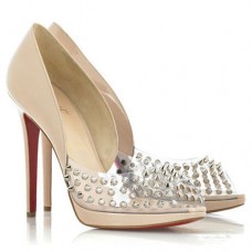 Zapatos de tacón Christian Louboutin Engin de 120 mm con puntera abierta, color nude. Zapatos de tacón Christian Louboutin Engin de 120 mm con puntera abierta, color nude.