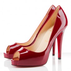 Zapatos de tacón Christian Louboutin Very Prive de 120 mm con puntera abierta, color rojo oscuro. Zapatos de tacón Christian Louboutin Very Prive de 120 mm con puntera abierta, color rojo oscuro.