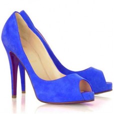 Zapatos de tacón Christian Louboutin Very Prive de 120 mm con puntera abierta, color azul. Zapatos de tacón Christian Louboutin Very Prive de 120 mm con puntera abierta, color azul.