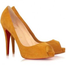 Zapatos de tacón Christian Louboutin Very Prive de 120 mm con puntera abierta, color marrón. Zapatos de tacón Christian Louboutin Very Prive de 120 mm con puntera abierta, color marrón.