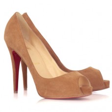 Zapatos de tacón Christian Louboutin Very Prive de 120 mm con puntera abierta, color camel. Zapatos de tacón Christian Louboutin Very Prive de 120 mm con puntera abierta, color camel.