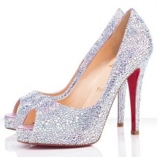 Zapatos de tacón Christian Louboutin Very Riche Strass de 120 mm con puntera abierta y cristales. Zapatos de tacón Christian Louboutin Very Riche Strass de 120 mm con puntera abierta y cristales.