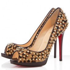 Zapatos de tacón Christian Louboutin Yolanda Spikes de 120 mm con puntera abierta y estampado de leopardo. Zapatos de tacón Christian Louboutin Yolanda Spikes de 120 mm con puntera abierta y estampado de leopardo.