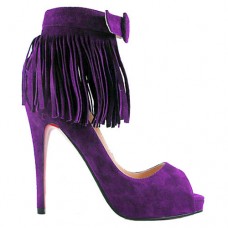 Zapatos cortos Christian Louboutin Tina Fringe de 120 mm para ocasiones especiales Parme Zapatos cortos Christian Louboutin Tina Fringe de 120 mm para ocasiones especiales Parme