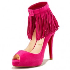Zapatos cortos Christian Louboutin Tina Fringe de 120 mm para ocasiones especiales, color rosa. Zapatos cortos Christian Louboutin Tina Fringe de 120 mm para ocasiones especiales, color rosa.