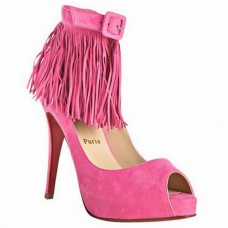 Zapatos cortos Christian Louboutin Tina Fringe de 120 mm para ocasiones especiales, color rosa. Zapatos cortos Christian Louboutin Tina Fringe de 120 mm para ocasiones especiales, color rosa.