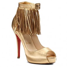 Zapatos cortos Christian Louboutin Tina Fringe de 120 mm para ocasiones especiales, color dorado Zapatos cortos Christian Louboutin Tina Fringe de 120 mm para ocasiones especiales, color dorado