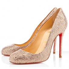 Zapatos Christian Louboutin Fifi Strass de 100 mm para ocasiones especiales, color melocotón claro. Zapatos Christian Louboutin Fifi Strass de 100 mm para ocasiones especiales, color melocotón claro.