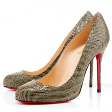 Zapatos de tacón Christian Louboutin Fifi de 100 mm, color dorado. Zapatos de tacón Christian Louboutin Fifi de 100 mm, color dorado.