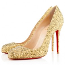 Zapatos de tacón Christian Louboutin Fifi Strass de 100 mm, color amarillo. Zapatos de tacón Christian Louboutin Fifi Strass de 100 mm, color amarillo.