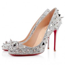 Zapatos de tacón Christian Louboutin Fifi Strass de 100 mm, color plata. Zapatos de tacón Christian Louboutin Fifi Strass de 100 mm, color plata.