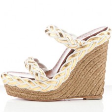 Sandalias de cuña Christian Louboutin Cadena Tresse de 140 mm blancas Sandalias de cuña Christian Louboutin Cadena Tresse de 140 mm blancas